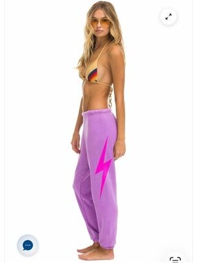 Aviator Nation Lavender Sweatpants with Hot Pink Lightning